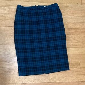 Vintage Teal Plaid Pencil Skirt